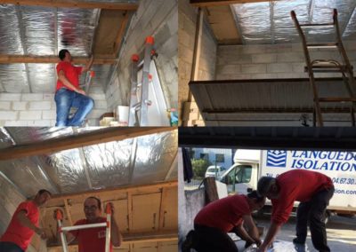 Les ouvriers de Languedoc Isolation en train de faire une mise en place
